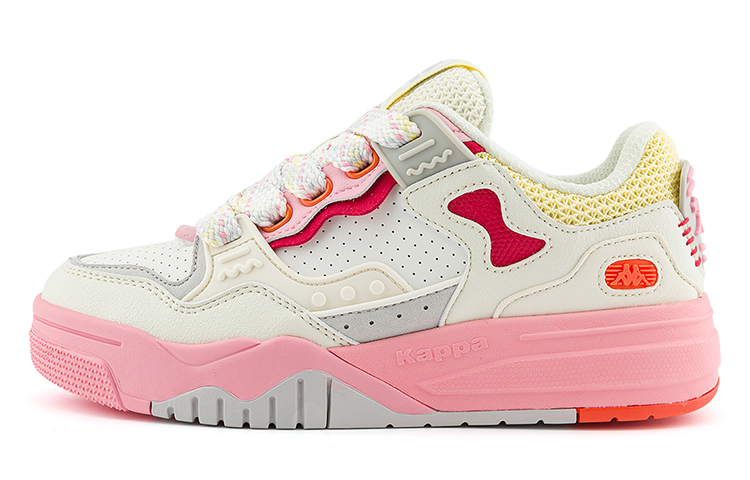 Kappa Anti Slip Wear Resistant Low Top Skateboard Shoes Unisex White Pink