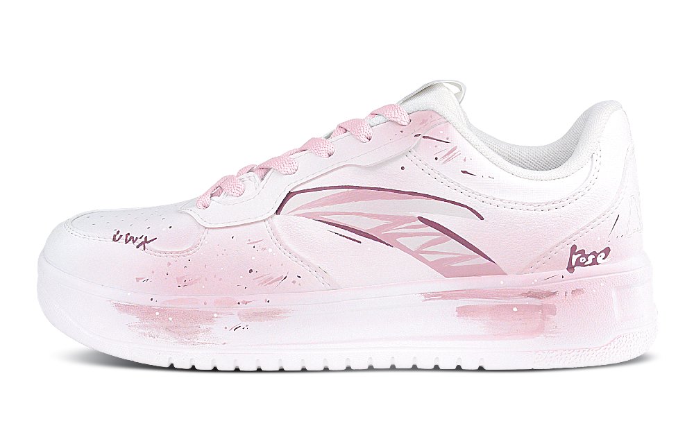 Anta Life Collection Wear-resistant And Lightweight Low-Top Skateboard Shoes Unisex Pink White
