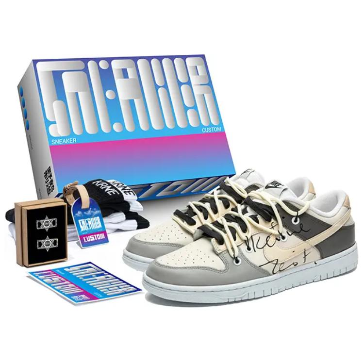 Nike Dunk Wild Crane Manufacturing Skateboard Shoes Men's Beige Gray