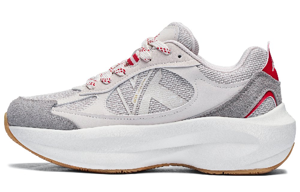 Kappa Abrasion Resistant Slip Resistant Low Top Chunky Sneakers Unisex Malt Beige/Cherry Red