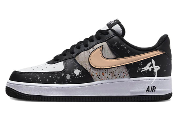Nike Air Force 1 Rising Scholar Golden Achievement Anti-Slip Wear-Resistant Low-Top Skateboard Shoes Unisex White Black