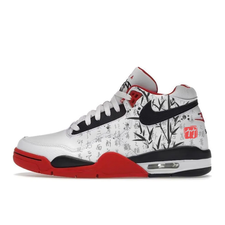Nike Flight Legacy Cushioning Anti-Slip And Wear-Resistant High-Top Vintage Basketball Shoes Unisex Red White