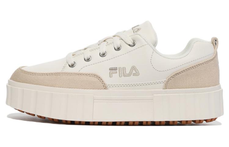 FILA Sand Blast Row Sand Blast Row Lightweight And Breathable Low Top Skateboard Shoes Unisex Ecru Korean Style