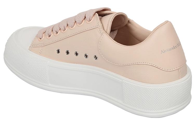 Alexander McQueen Deck Plimsoll Lace Up Sneakers 'Peach White' Women's