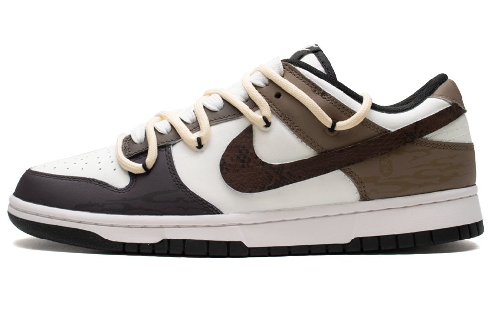 Nike Dunk Slip Resistant Shock Absorbers Low Top Skateboard Shoes Men's White Brown