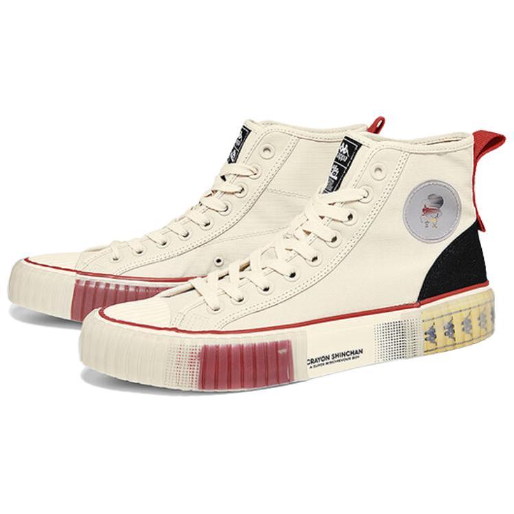 SHINCHAN x Kappa Anti Slip Wear Resistant High Top Skateboard Shoes Unisex White Red купить в интернет-магазине Yoocart с быстрой доставкой по России.
