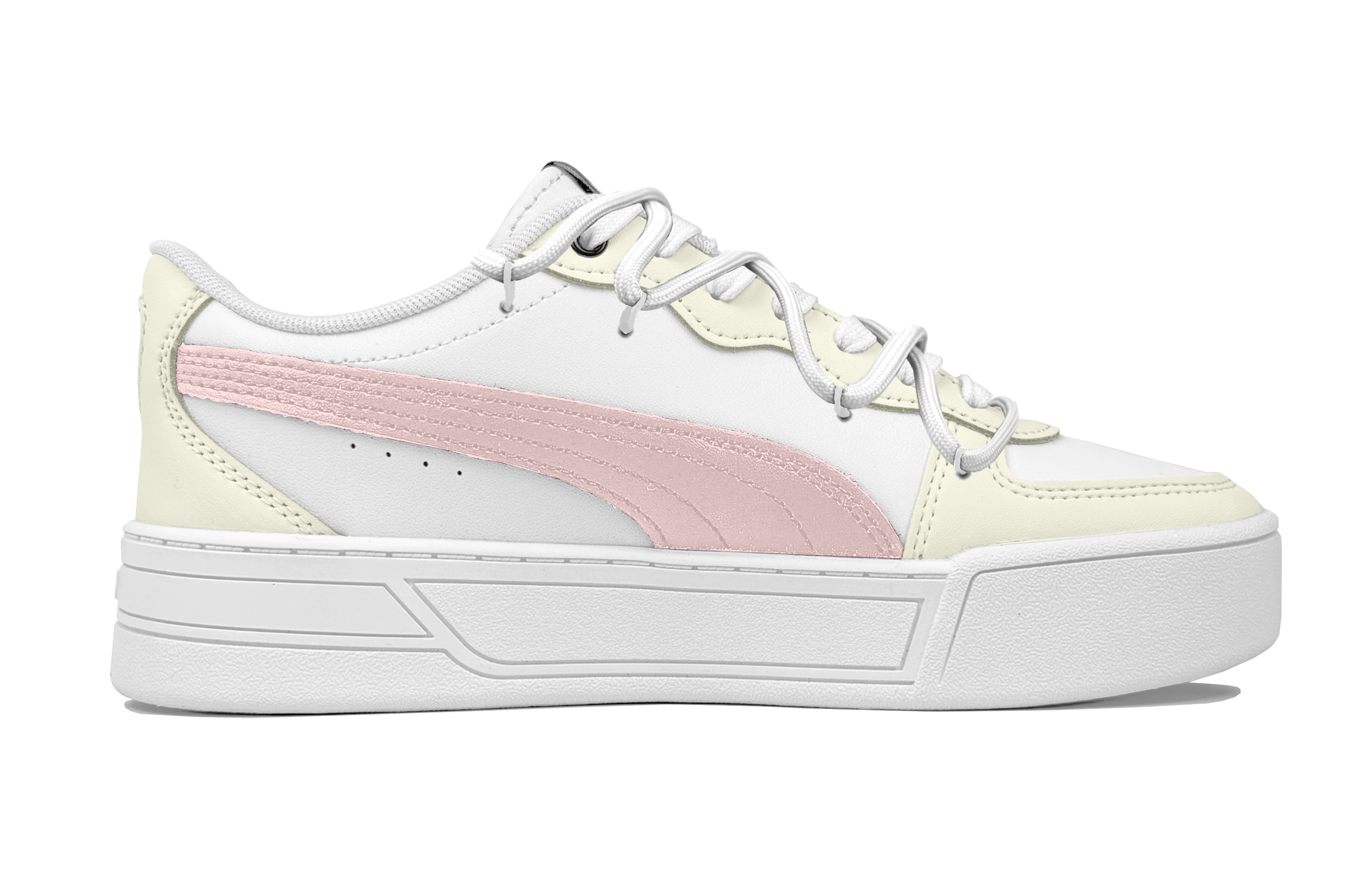 PUMA Skye Soft Fleece Heartfelt Words Cushioning, Wear Resistant Low top Skateboard Shoes Women's Light Yellow