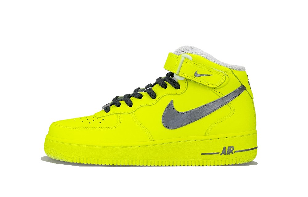 Nike Air Force 1 '07 Anti-Slip Wear-Resistant Mid-Top Skateboard Shoes Men's Neon Yellow