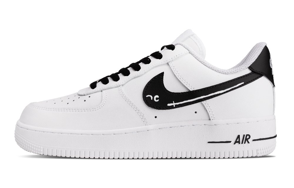 Nike Air Force 1 Abrasion Resistant Low Top Skateboard Shoes Women's White Black