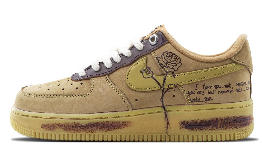 Nike Air Force 1 Anti-Slip And Wear-Resistant Lightweight Low-Top Skateboard Shoes Unisex Wheat