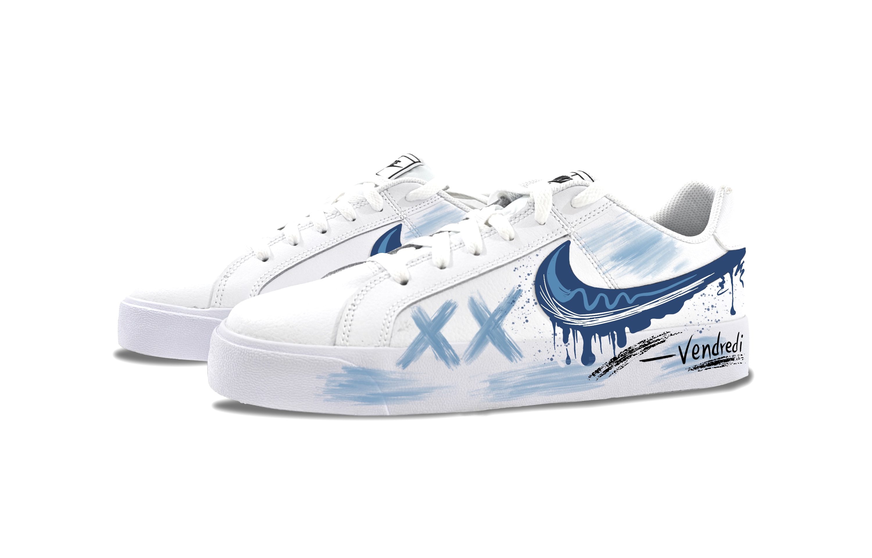 Nike Court Royale Anti-Slip Wear-Resistant Low-Top Skateboard Shoes Unisex Blue White