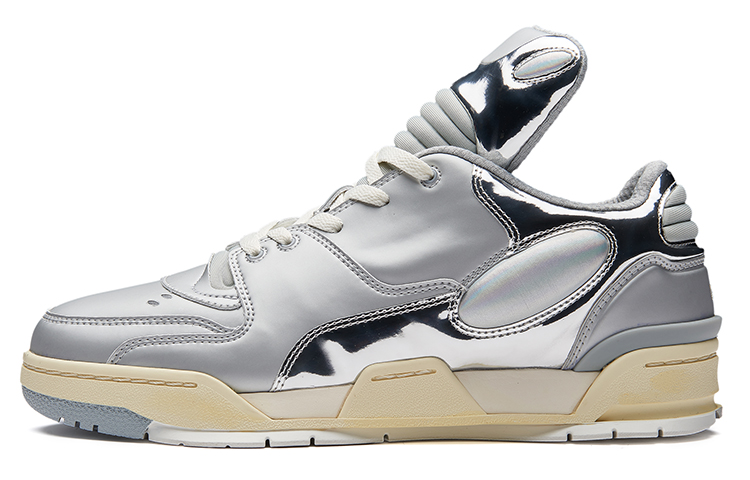 EQLZ EQUALIZER 1980 Anti-Slip Wear-Resistant Low-Top Vintage Basketball Shoes Unisex Liquid Silver Electroplated