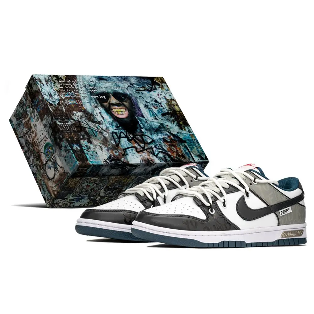 Nike Dunk Slip Resistant Abrasion Resistant Low top Skateboard Shoes Men's Black Gray