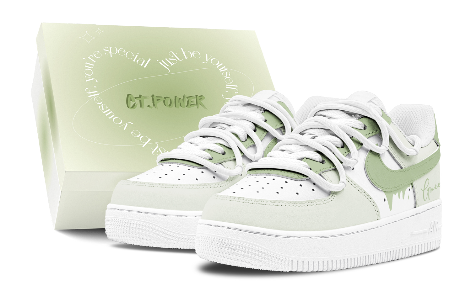 Nike Air Force 1 Air Force 1 Abrasion Resistant Low top Skateboard Shoes Women's Green