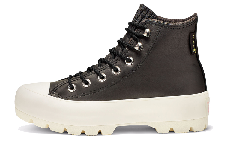 Converse Chuck Taylor All Star Lugged Waterproof Leather High Top Thick Sole Black White Women's