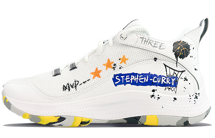 Under Armour Curry 1 Wear-Resistant Slip-Resistant Mid-Top Basketball Shoes Men's Blue White