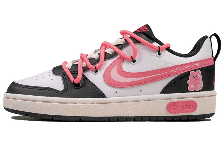 Nike Court Borough Low 2 Slip-Resistant Cushioning Wear-Resistant Low-Top Skateboard Shoes GS Black Pink