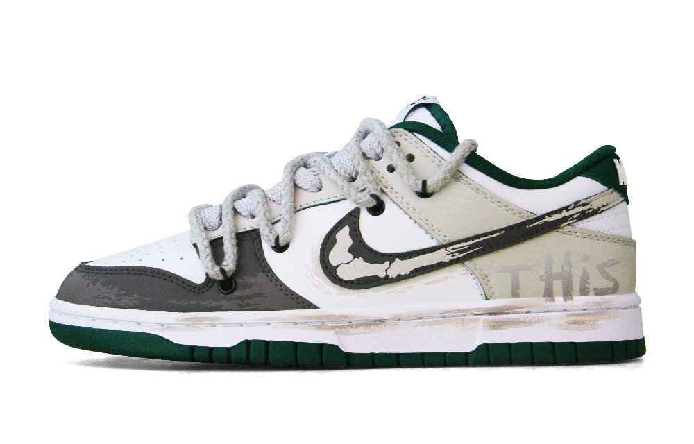 Nike Dunk Abrasion Resistant Low Top Skateboard Shoes Unisex White Brown