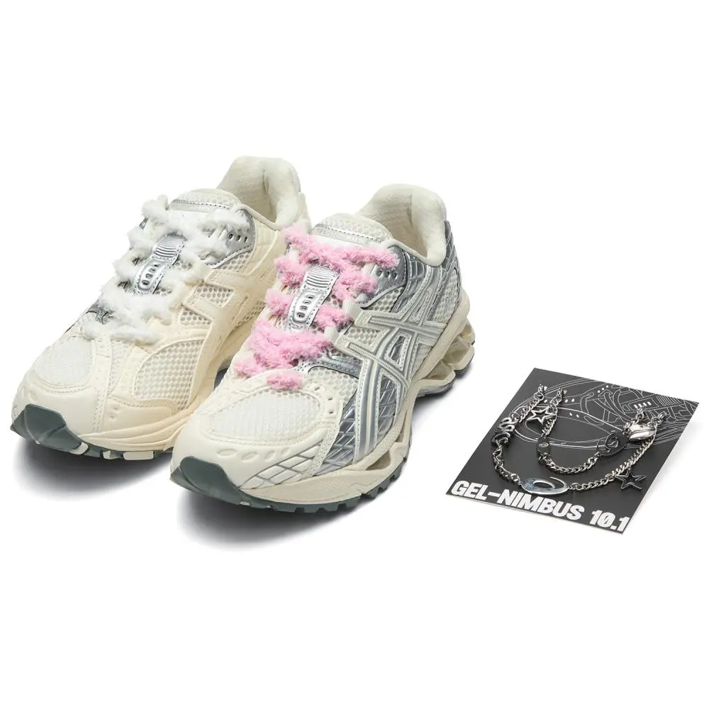 Asics GEL Nimbus 10.1 Cushioning, Wear Resistant Casual Shoes Unisex Cream White Silver
