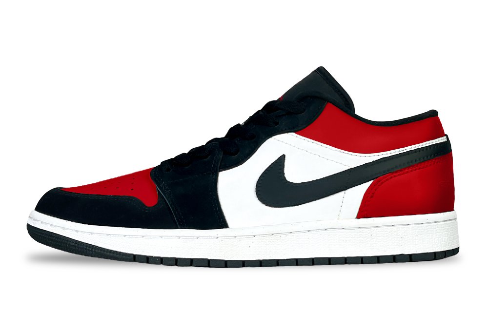 Jordan Air Jordan 1 Reverse Banned Abrasion Resistant Low Top Vintage Basketball Shoes Unisex Red