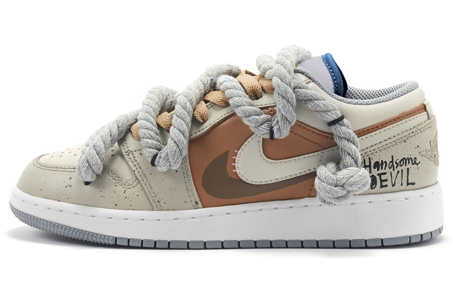 Jordan Air Jordan 1 Mocha Demon Low Top Vintage Basketball Shoes Men's Gray Brown