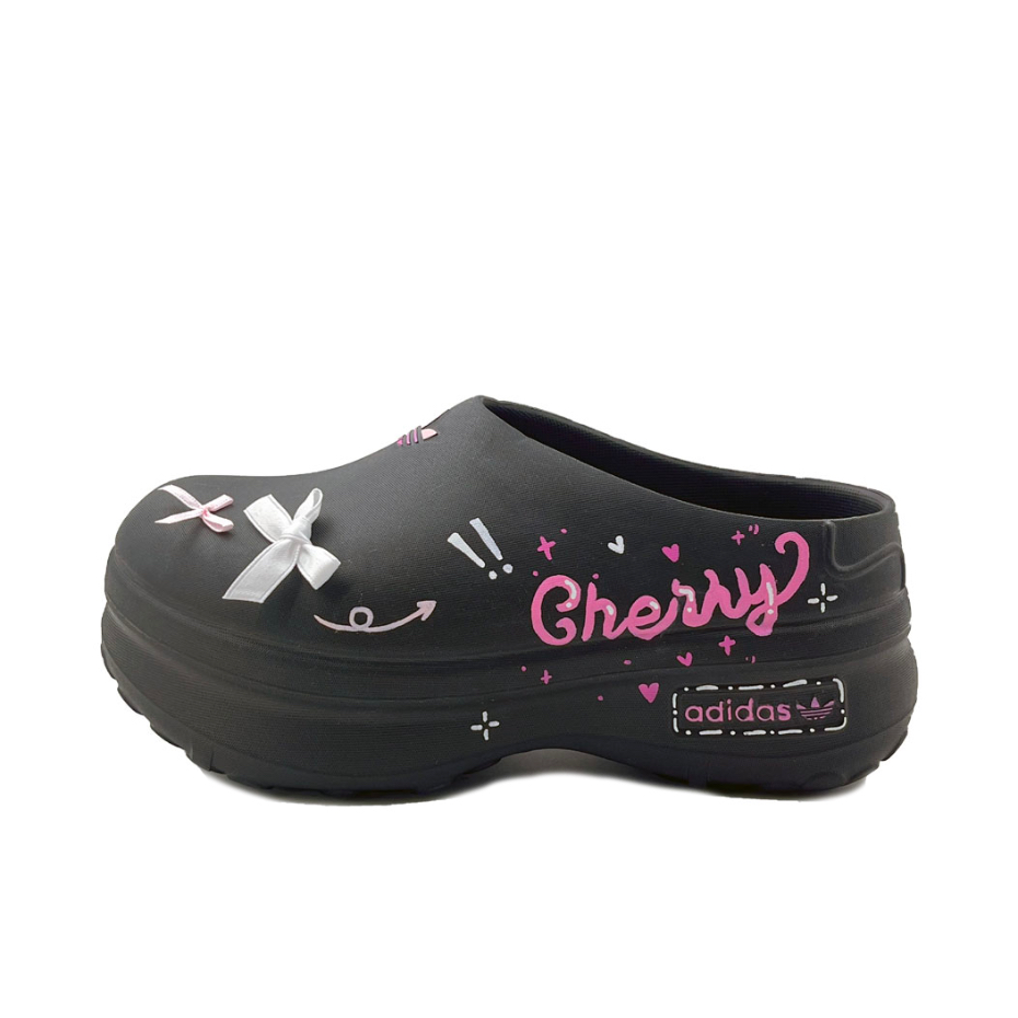 Adidas Originals AdiFOM Stan Smith Mule Rubber Sole Closed Toe Slippers Unisex Black Pink