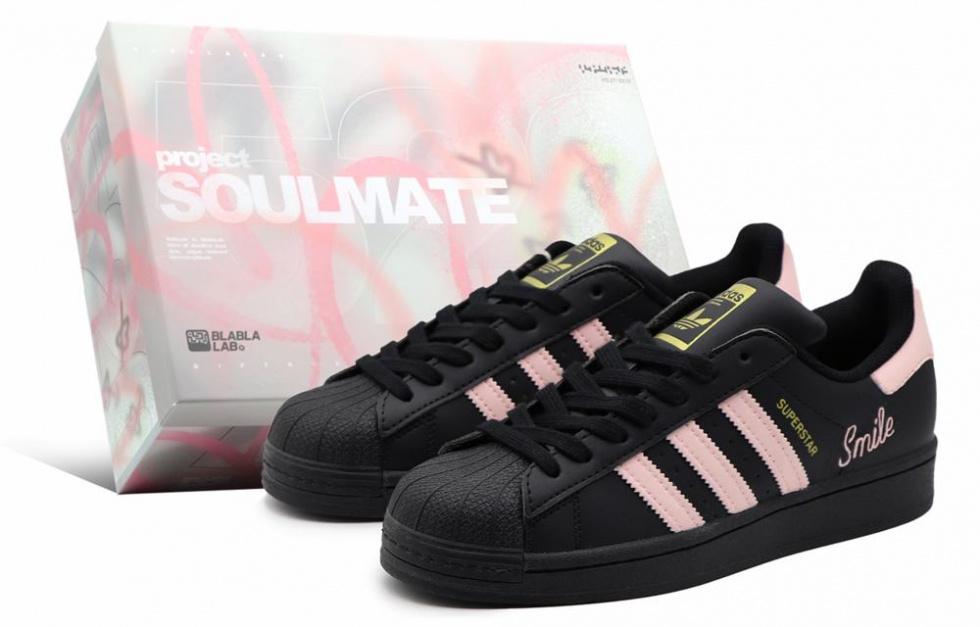 Adidas Originals Superstar Peach Branch Flower BBL Outdoor Travel Low Top Skateboard Shoes Unisex Black Pink
