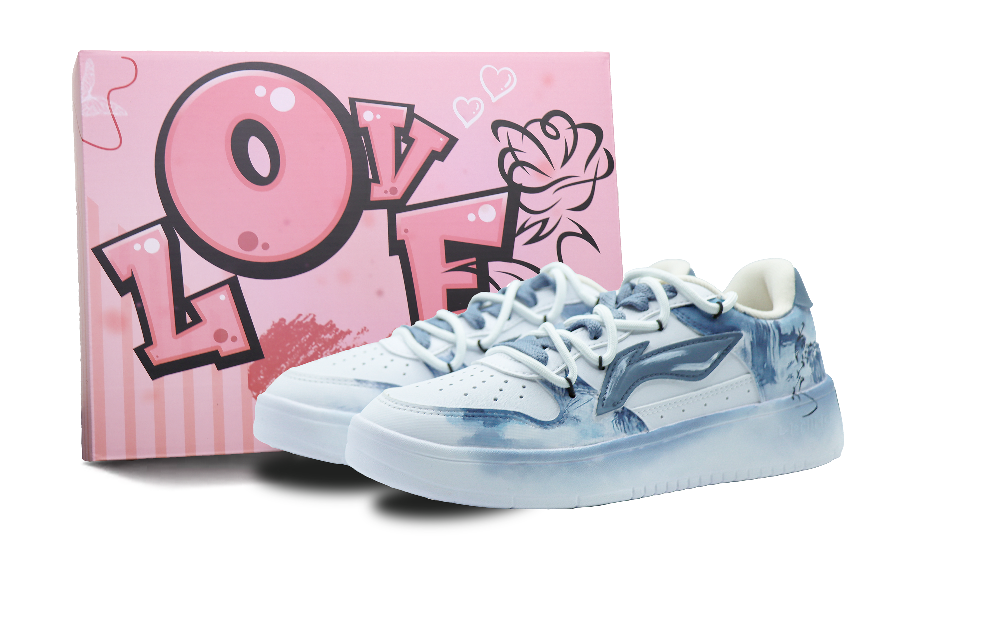 LiNing Pontoon Boats Slip Resistant Cushioning Abrasion Resistant Low Top Skateboard Shoes Women's White Blue