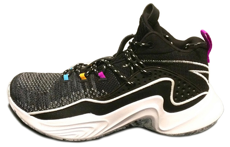 Anta Cushioning Anti-Slip And Wear-Resistant Mid-Top Basketball Shoes Men's Black