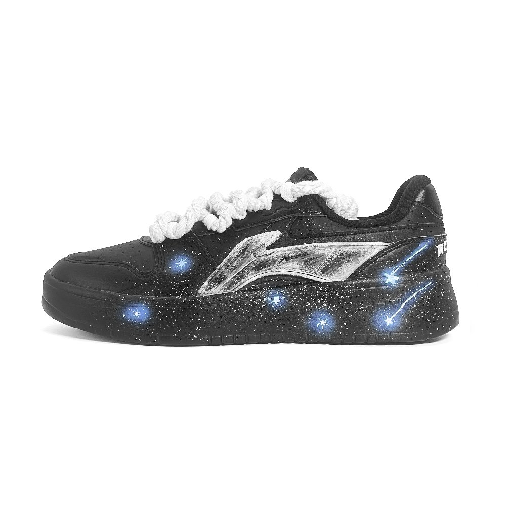 LiNing Slip Resistant Cushioning Low Top Skateboard Shoes Men's Black White Blue