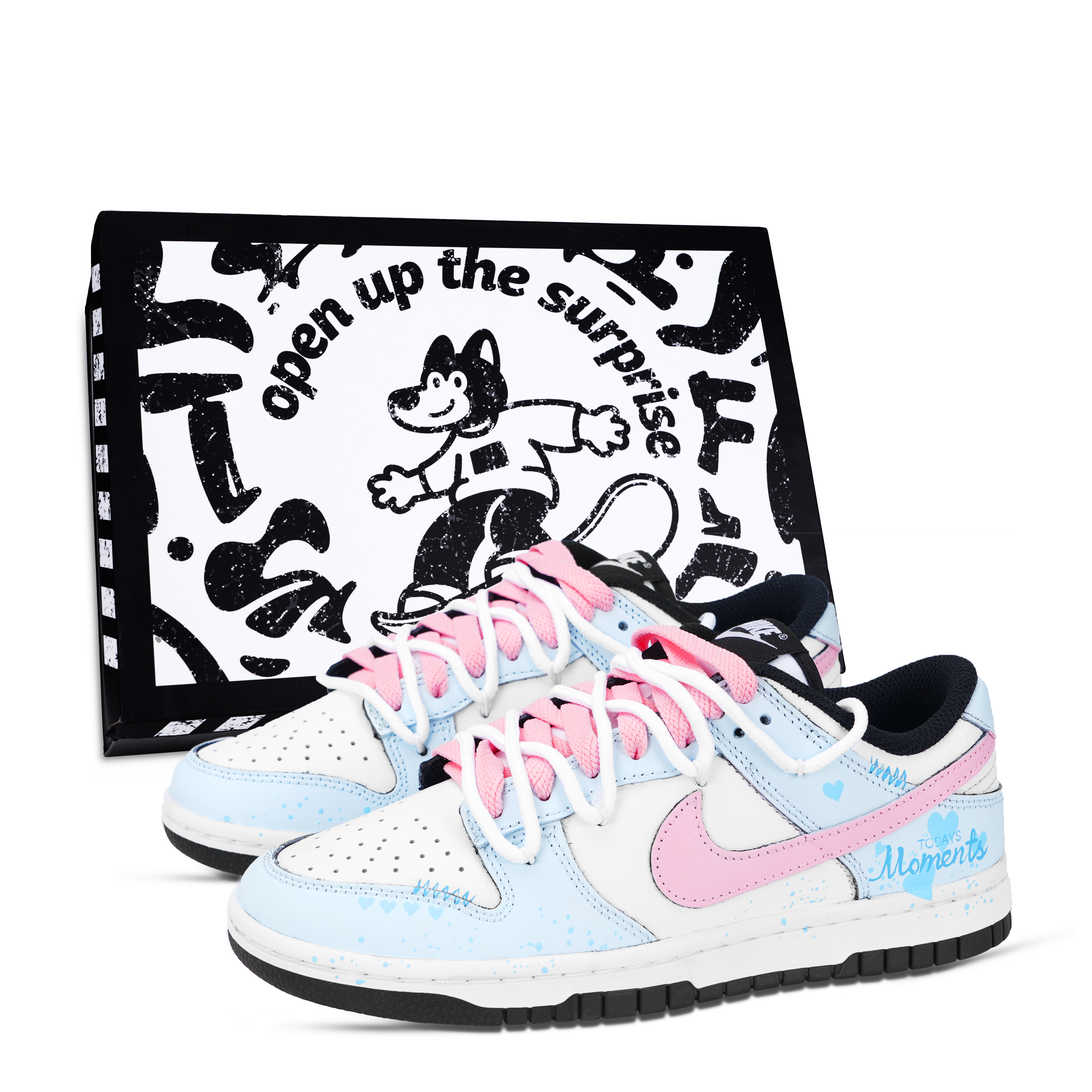 Nike Dunk Good Memories Abrasion Resistant Low top Skateboard Shoes Unisex Blue Pink White