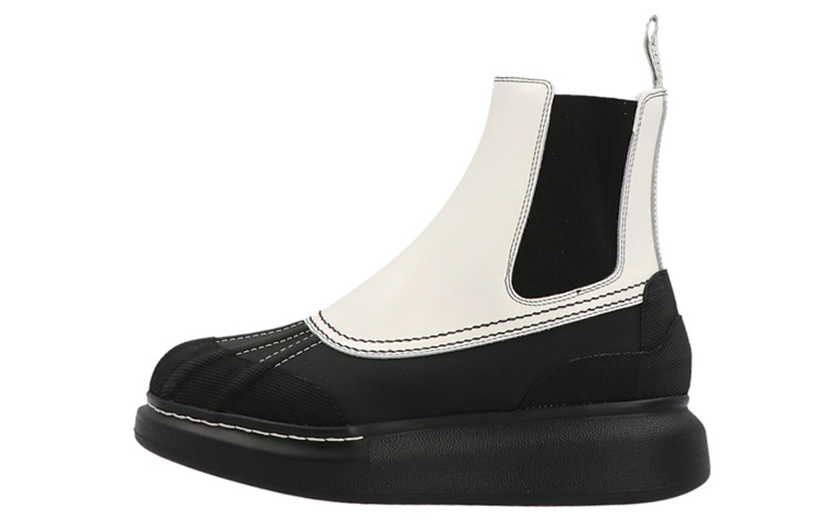 Alexander McQueen Short Chelsea Boots 4cm Women's White Black