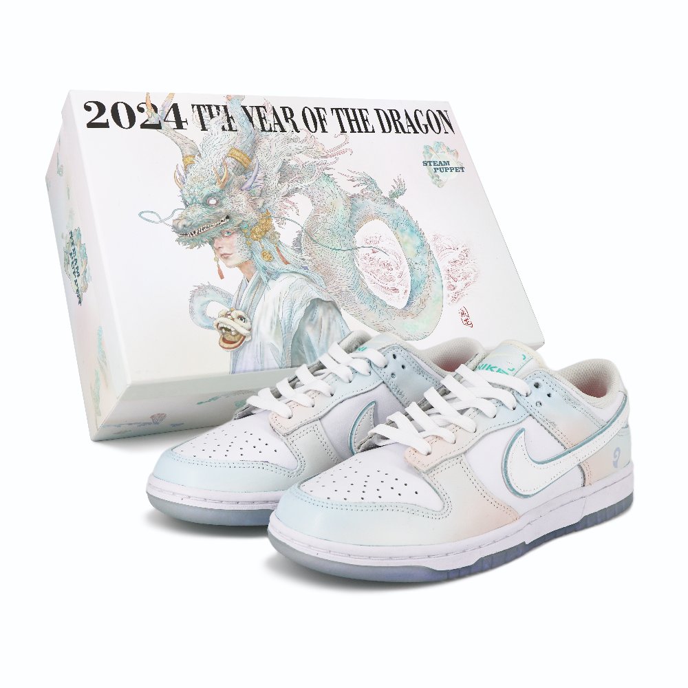 Nike Dunk Low-Top Skateboard Shoes Women's Cyan White