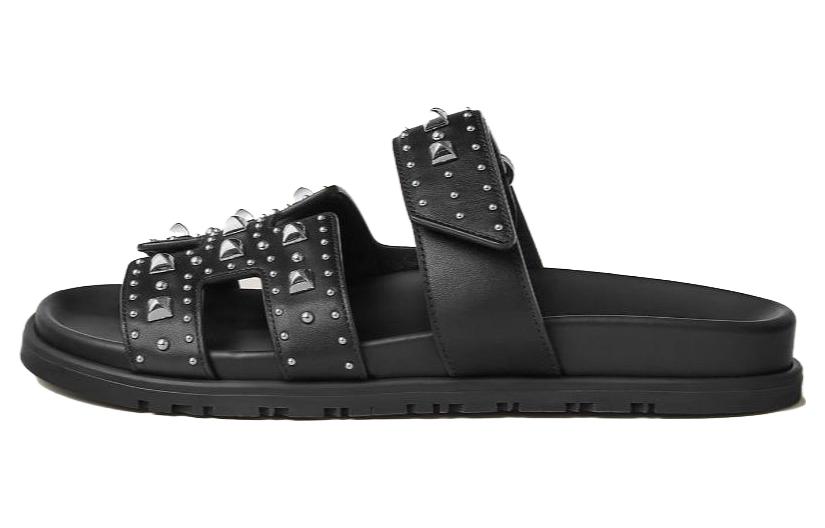 HERMES Chypre Rubber Sole Quick Dry Slide Slippers Women's Black