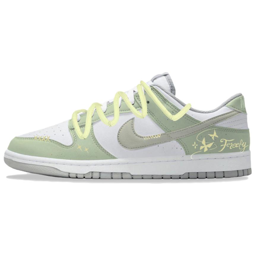 Nike Dunk Green Apple Butterfly Order Cushioning, Wear Resistant Low Top Skateboard Shoes Unisex Yellow Green