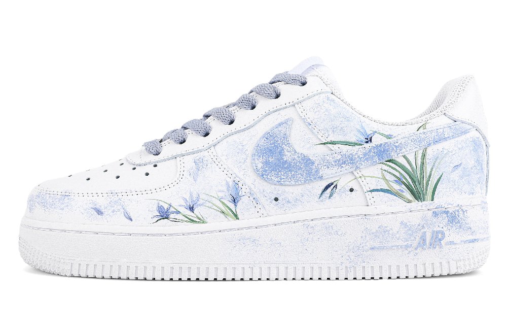 Nike Air Force 1 Abrasion Resistant Low Top Skateboard Shoes Unisex White Blue