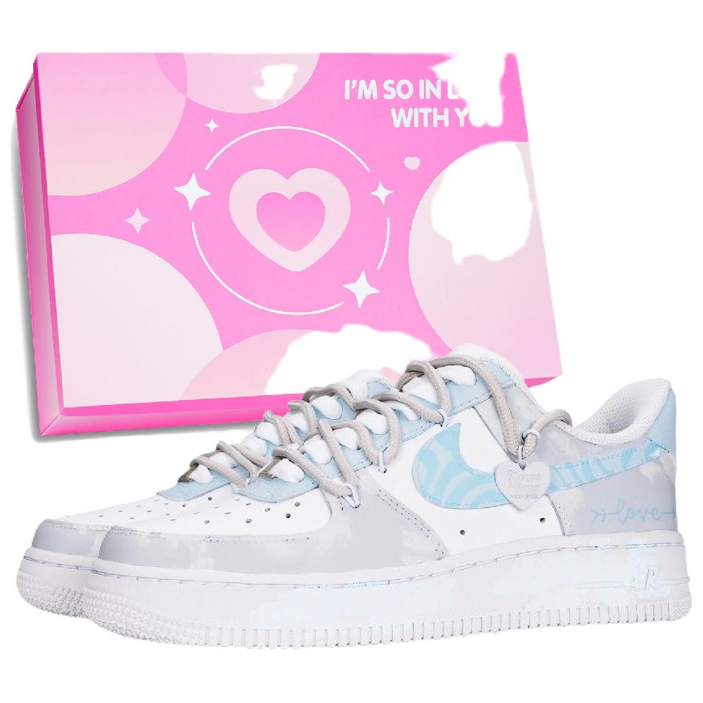 Nike Air Force 1 Love With One Stone Anti Slip Wear Resistant Low Top Skateboard Shoes Unisex Gray