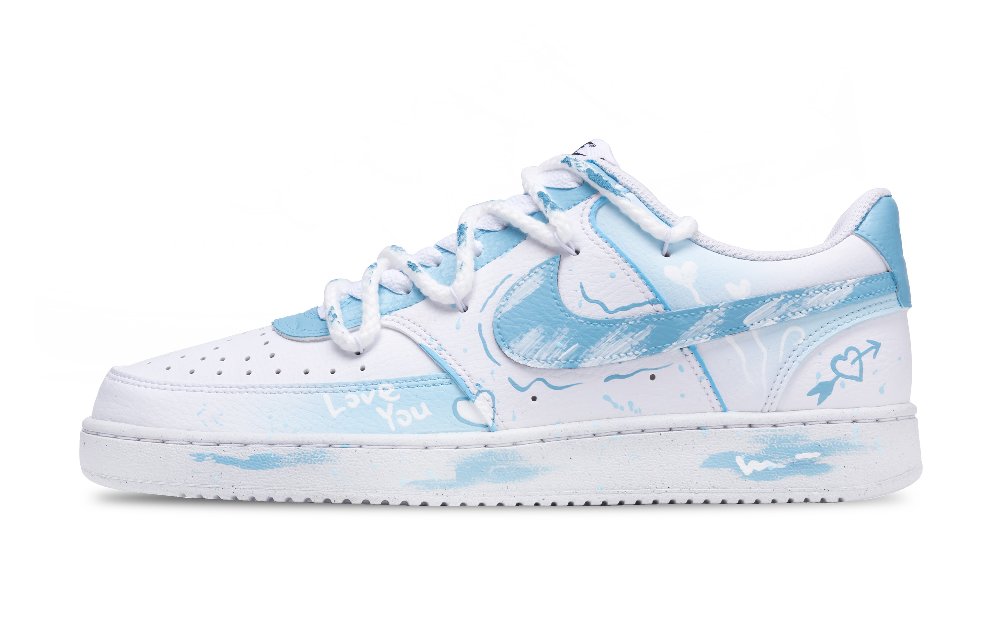 Nike Court Vision 1 Skateboard Shoes Unisex Low Top White/Blue