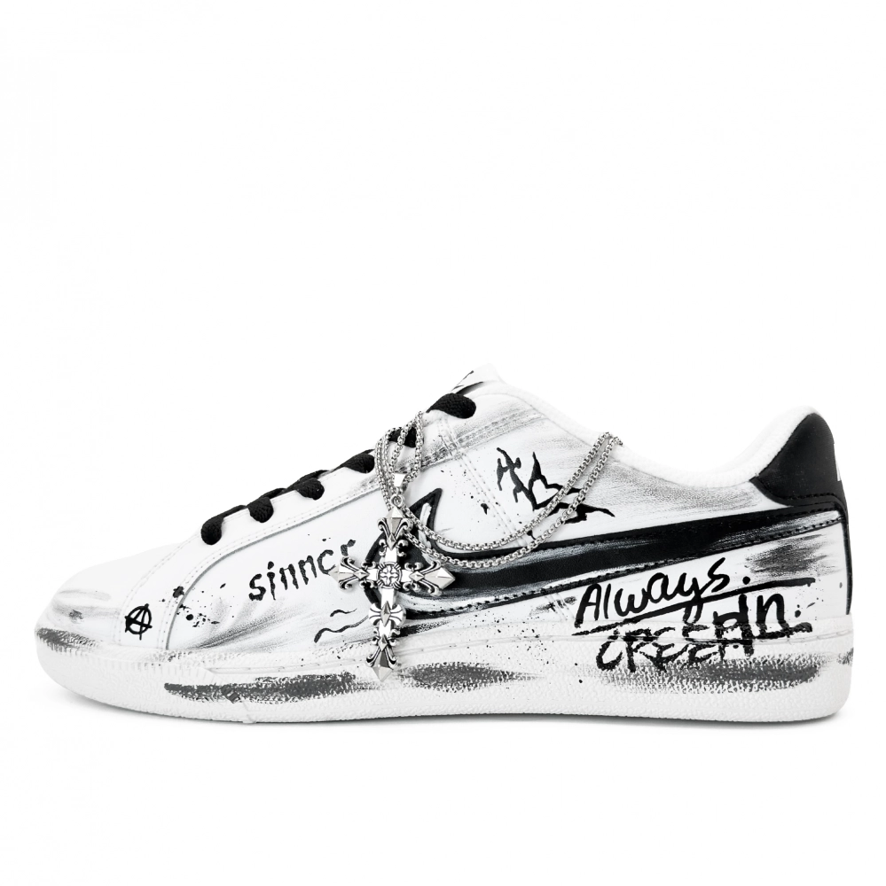 Nike Court Royale Abrasion Resistant Low top Skateboard Shoes Men's Black White