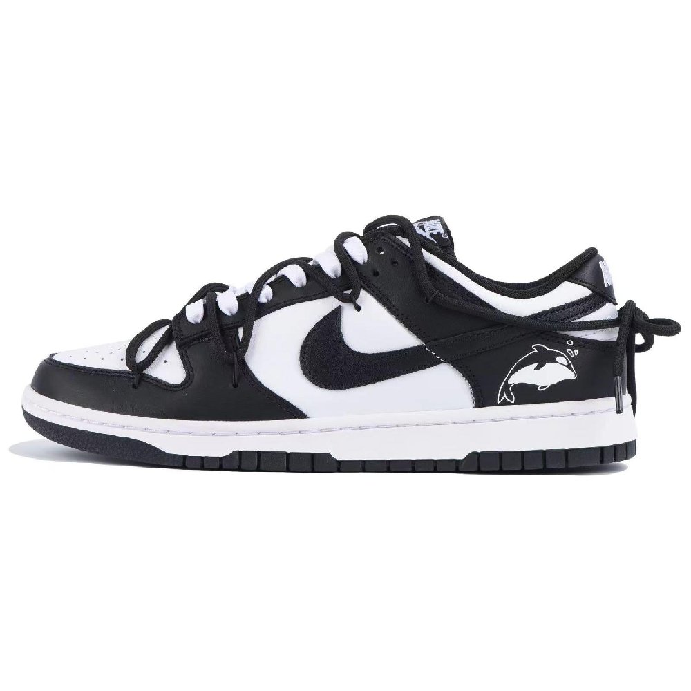 Nike Dunk Low Low-Top Skateboard Shoes GS Black White