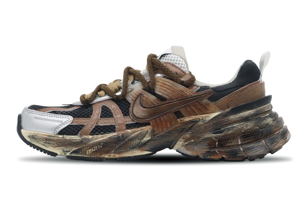 Nike V2K Run Anti-Slip Wear-Resistant Low-Top Running Shoes Women's Earthy Yellow Brown