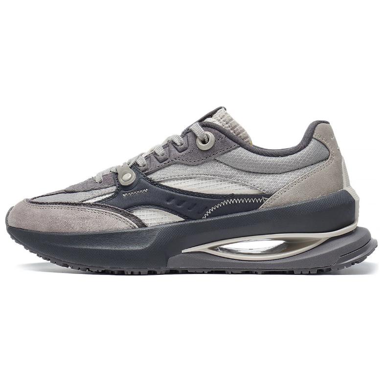 LiNing 92 Shadow Anti-Slip Wear-Resistant Low-Top Casual Shoes Women's Black Gray Color