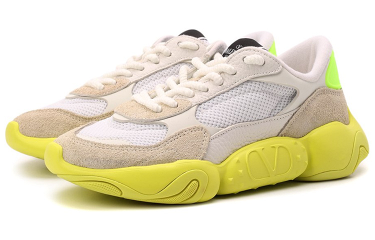 Valentino Bubbleback Shock Absorbers Low Top Casual Shoes Women's White Yellow
