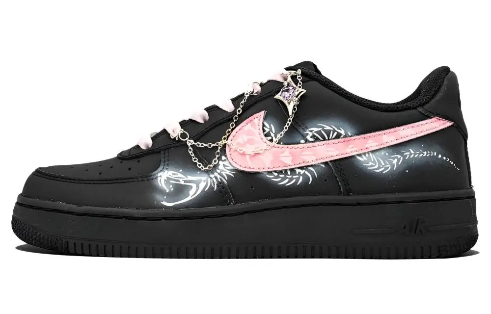 Nike Air Force 1 Dark Night Serpent Shadow Low top Skateboard Shoes Unisex Black Pink