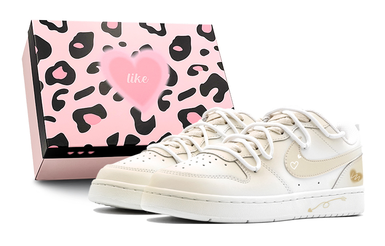 Nike Court Borough 2 Low Top Skateboard Shoes Women's White Brown