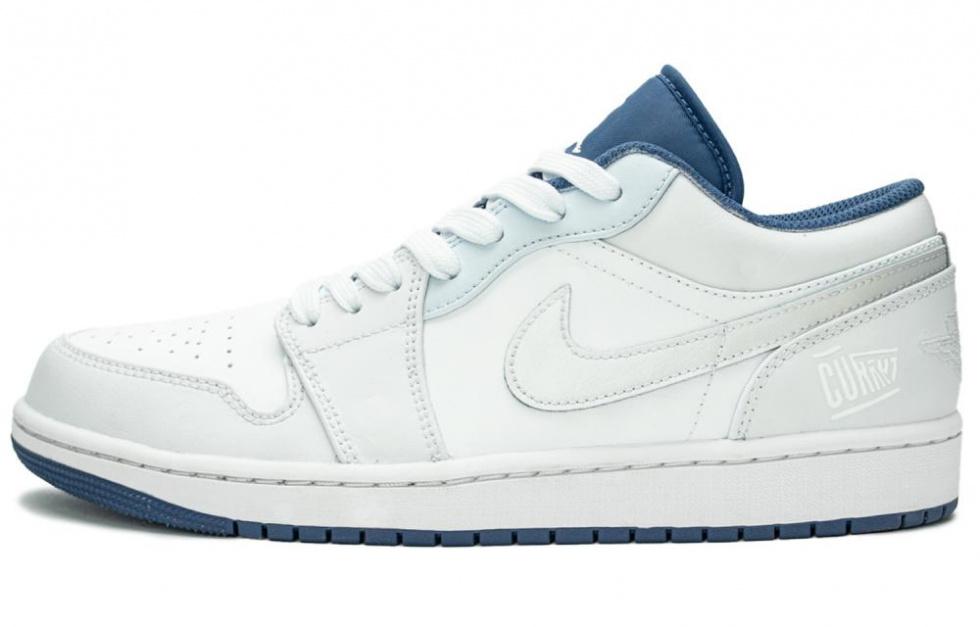 Jordan Air Jordan 1 Low Sunny Mountain Cushioned Slip-Resistant Low-Top Vintage Basketball Shoes Men's Blue White