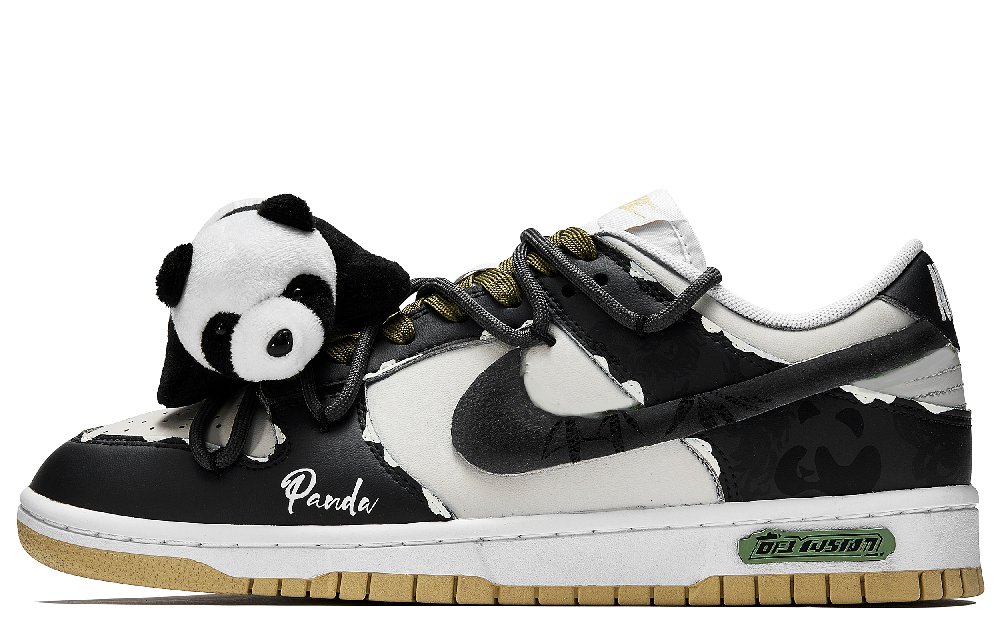 Nike Dunk ADCDAVINCI Custom, Panda Post Office Abrasion Resistant Low Top Skateboard Shoes Men's Green Black Yellow