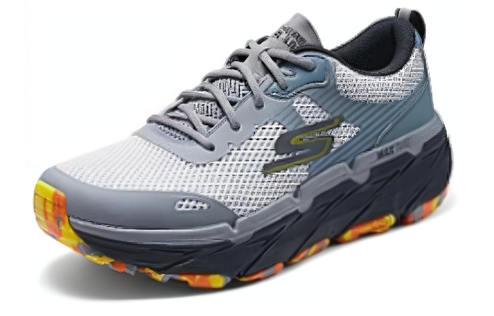 Skechers Cushioning Wear-Resistant Low-Top Casual Running Shoes Men's Gray Multicolor