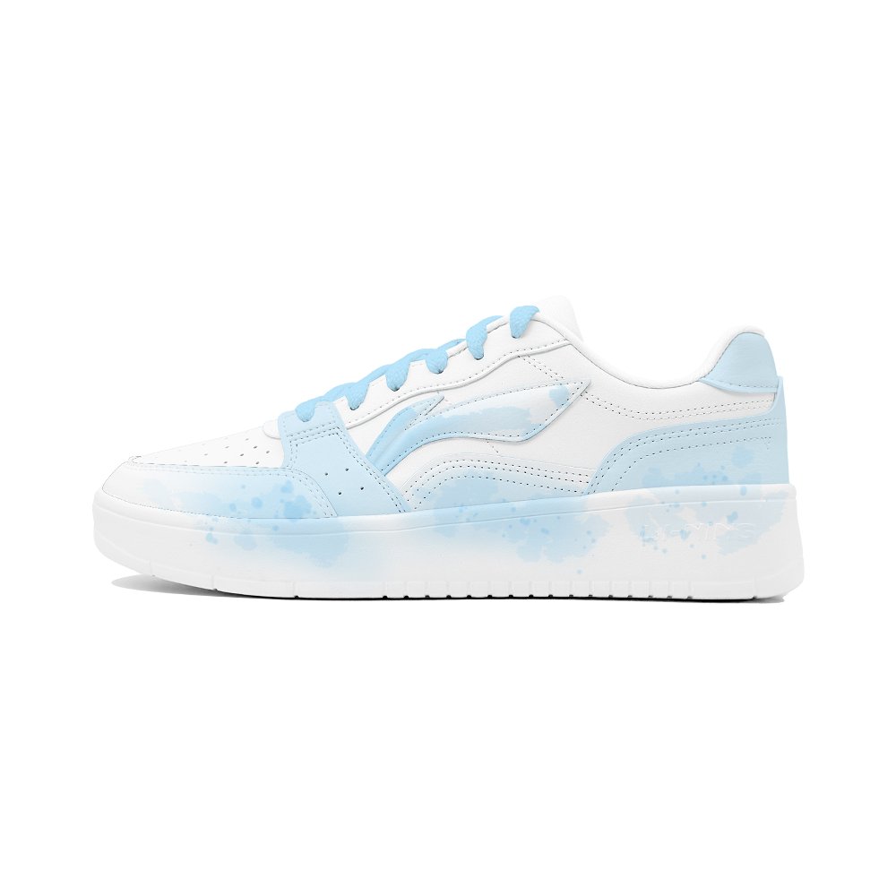 LiNing Acer Truncatum Slip Resistant Cushioning Abrasion Resistant Low Top Skateboard Shoes Men's White Blue