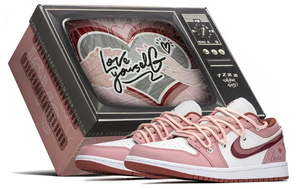 Jordan Air Jordan 1 Low Top Vintage Basketball Shoes Unisex Pink White